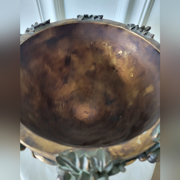 Decorative Bowl, wooden painted bronze and green - Picture 4 of 5